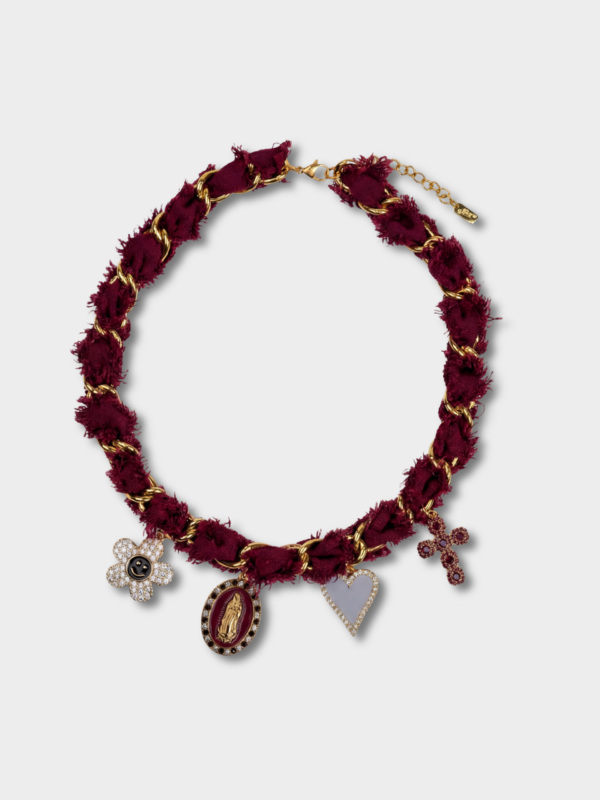 Collier personnalisé tissu & charms — Création sur mesure